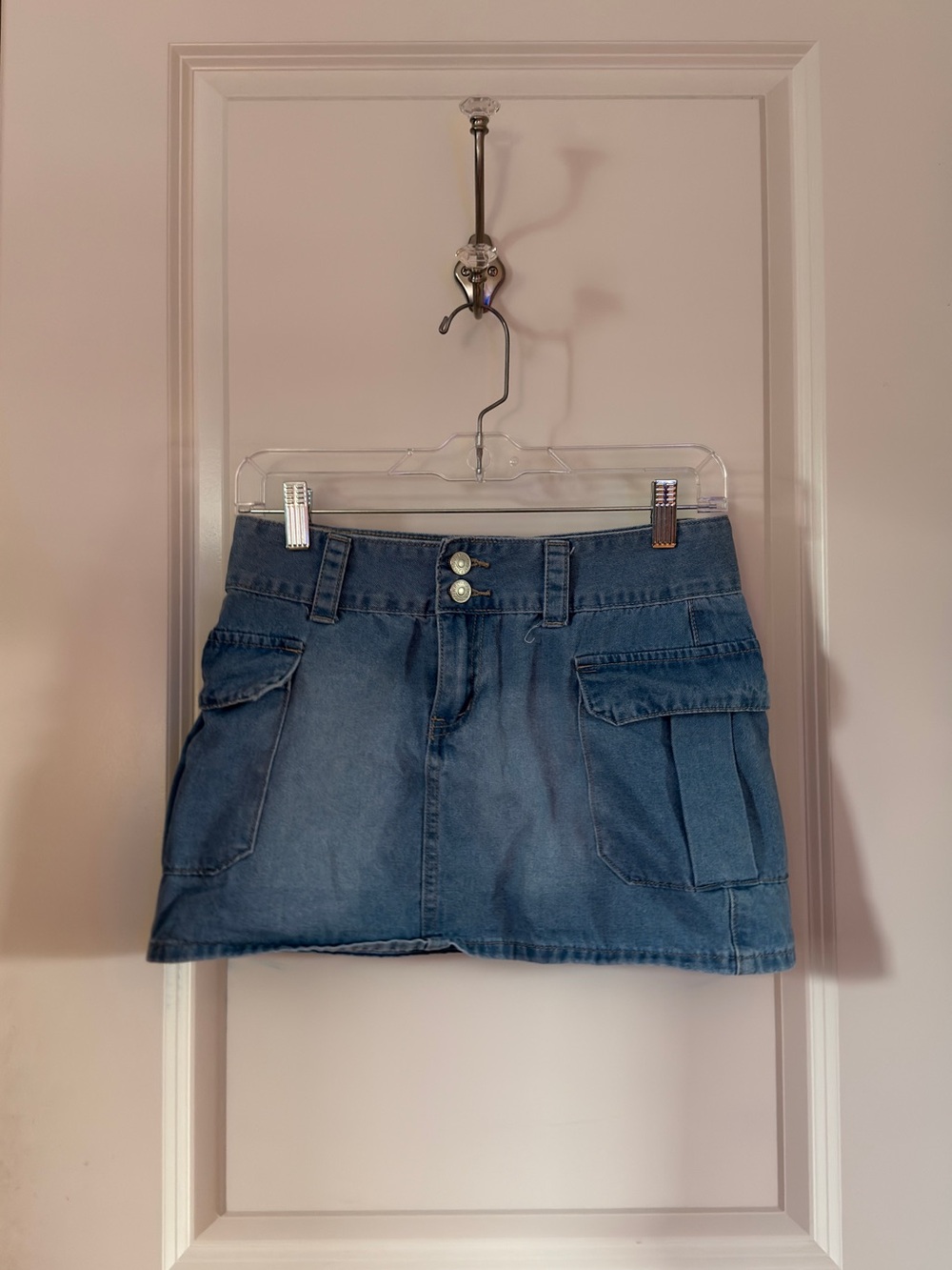 Forever 21 Light Wash Denim Mini Skirt with Double Button